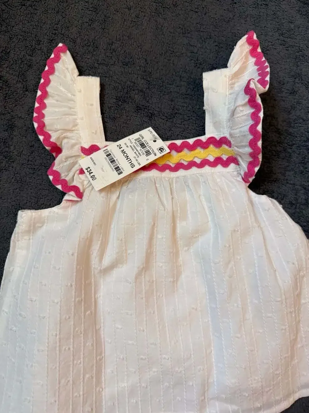 Girl Collection 2-Piece White Ric Rac Ruffle Top and Epic Threads 2T Black Denim